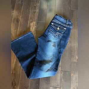 Wallflower Bootcut Jeans Size 5 Dark Wash Stretch Denim Distressed Y2K
